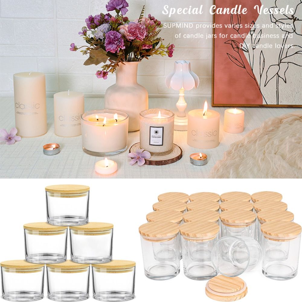 Candle Making Supplies Jars - ขวดแก้วใสขนาดเล็กถาดแก้วอโรมาเธอราพีภาชนะบรรจุเทียนเปล่าแบบหนาสำหรับทำเทียน