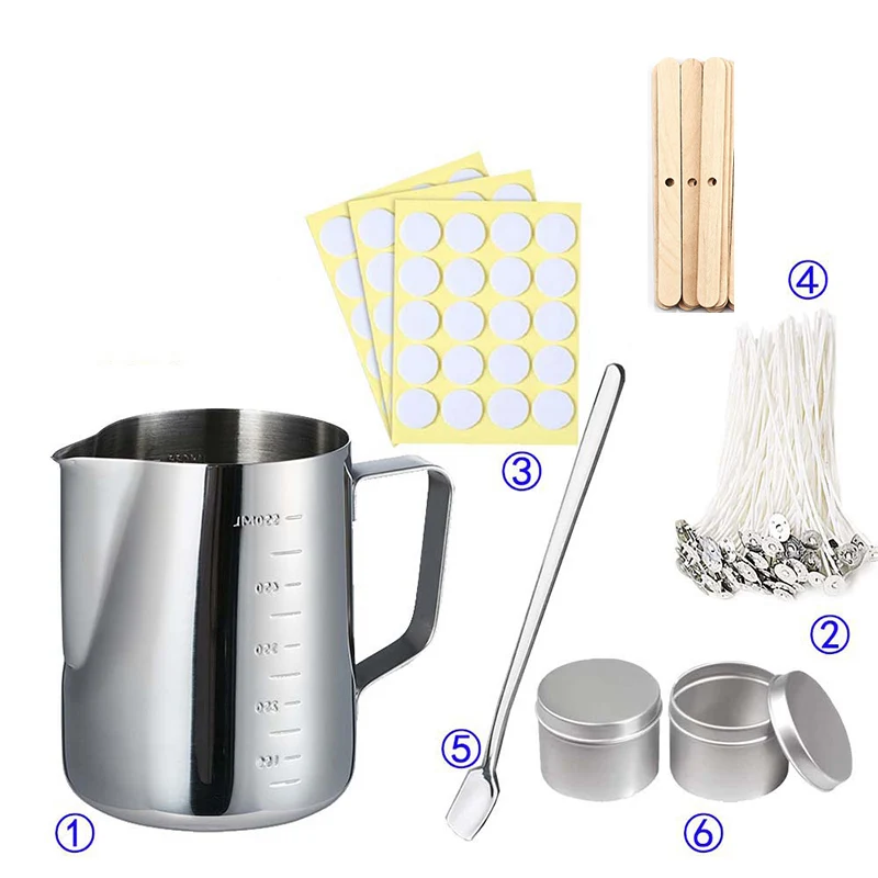 Candle Making Supplies Jars - ชุดอุปกรณ์ทำเทียน DIY เครื่องมือหลอมขี้ผึ้งเทียน ขวดอโรมาเธอราพีทำมือ แม่พิมพ์ ไส้เทียน