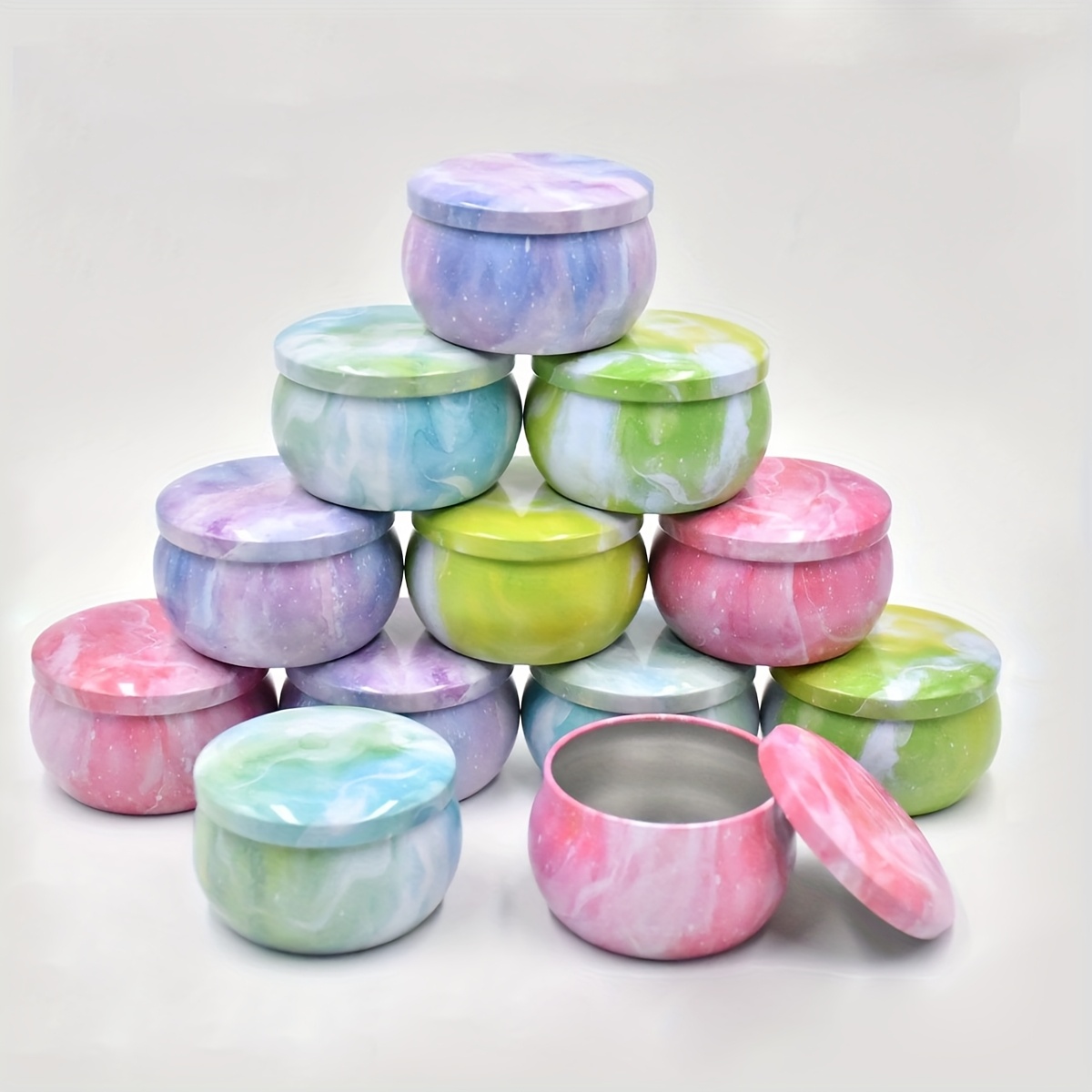 Candle Making Supplies Jars - ขวดเทียนโลหะลายท้องฟ้าเต็มไปด้วยดวงดาว แบบเปล่า แพ็ค 6 ขวด ขนาด