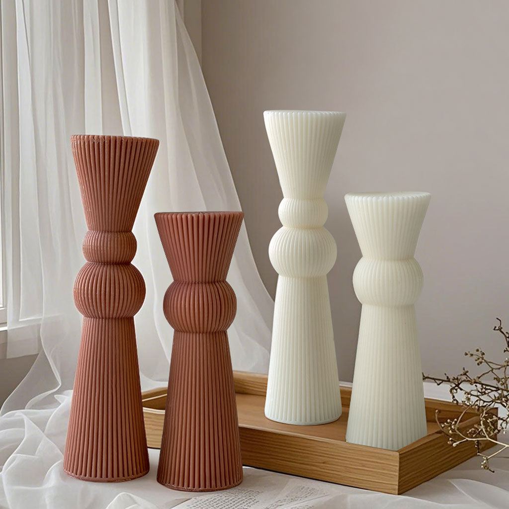Candle Supplies Store - DIY ยาวลายเสาเทียนแม่พิมพ์ Handmade กระบอก AROMA เทียนแม่พิมพ์ซิลิโคนโบสถ์เทียนทําอุปกรณ์